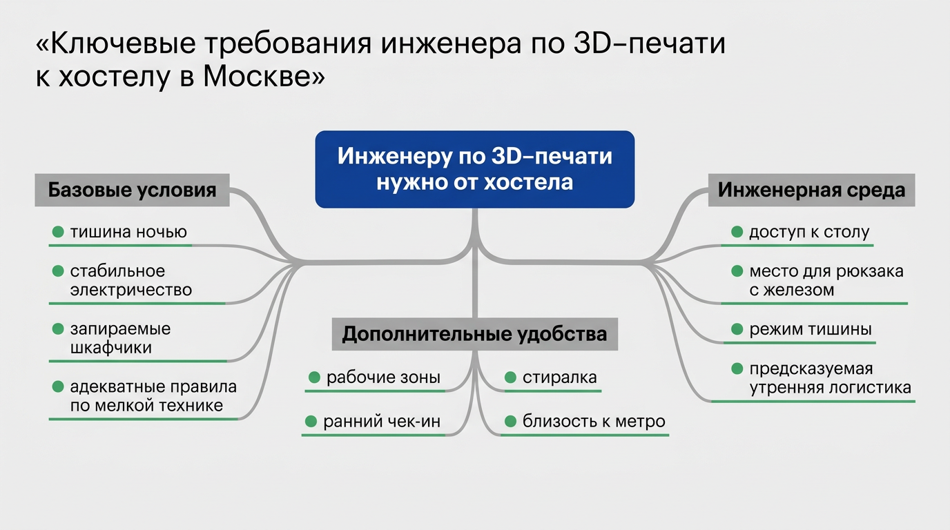 Ключевые требования 3д-инженера к хостелу в Москве